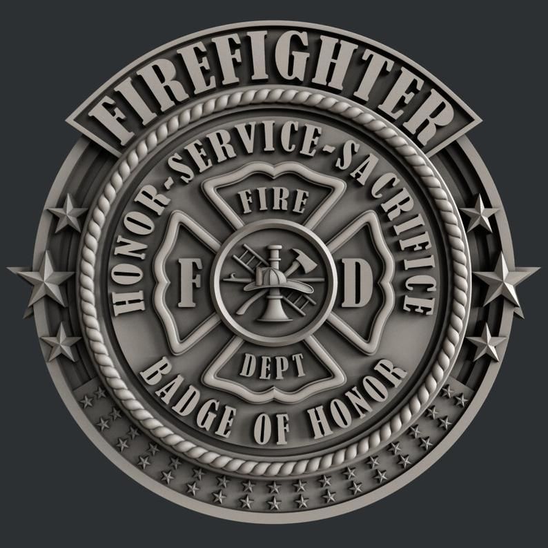 DCLA FAB firefighter shield concept for custom fire rescue emblem fabrication