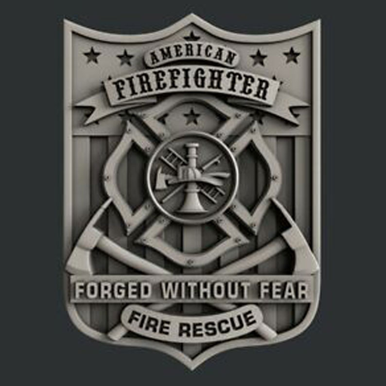 DCLA FAB firefighter shield concept for custom fire rescue emblem fabrication