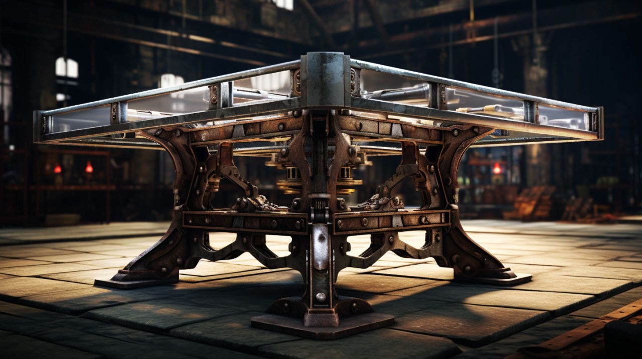 DCLA FAB custom fabricated steel and glass industrial table in engineered environment