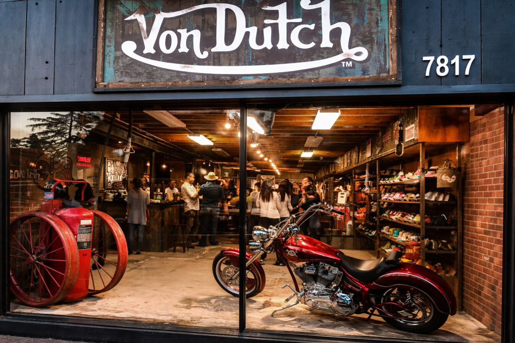Von Dutch Retail Environment, storefront retail buildout with branded display and custom fabrication.